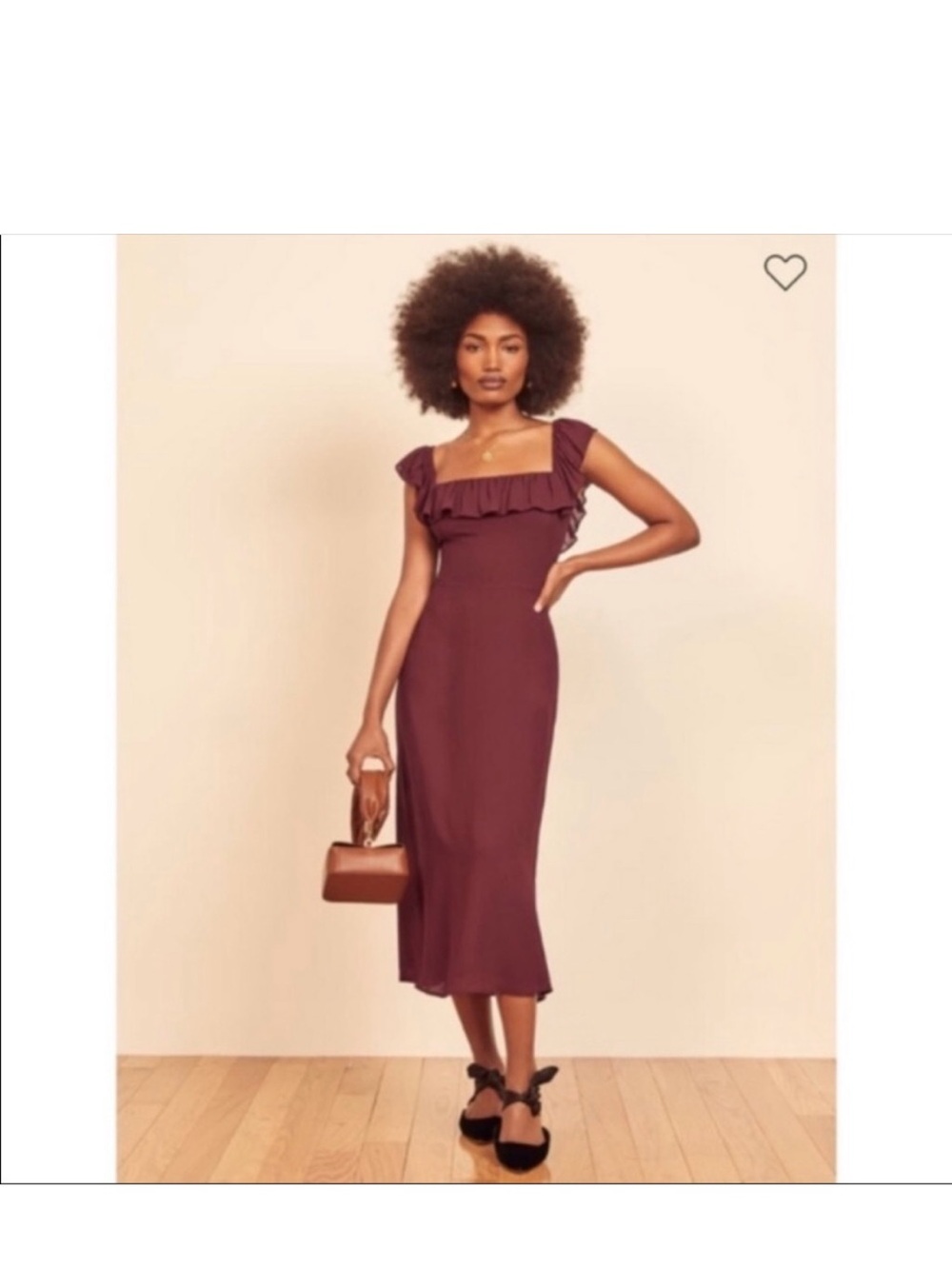 Reformation Colette Ruffle-Trim Midi Dress in Plum Size 6